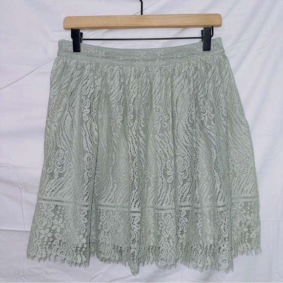 Xhilaration Dresses & Skirts - Women's Xhilaration NWT Green Eyelet Lace High Rise A-line Skirt size small